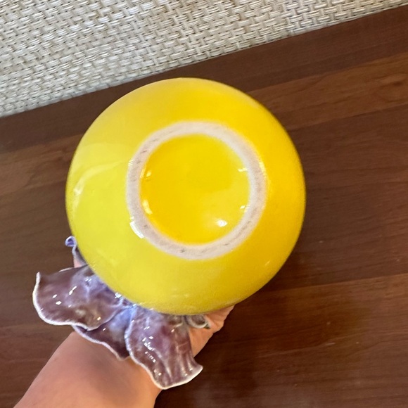 🌟4xHP🌟VTG 2000s Anthropologie 3D Bluish-Purple Orchid Small Yellow Bud Vase - Picture 8 of 9